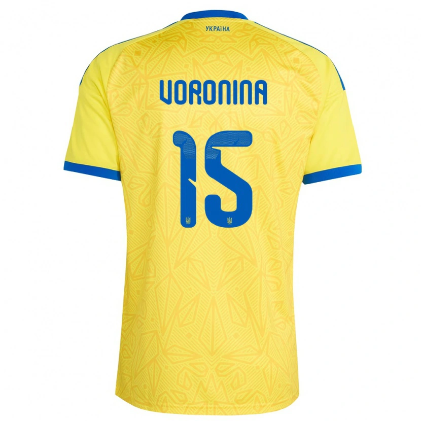 Danxen Kid Ukraine Anastasiya Voronina #15 Yellow Blue Home Jersey 26-28 T-Shirt
