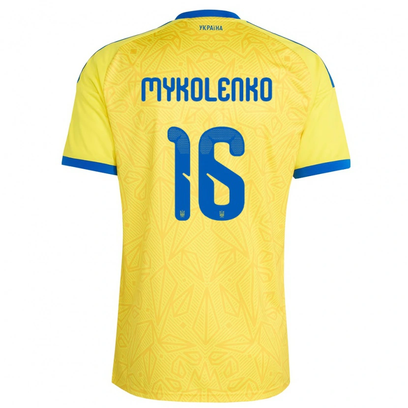 Danxen Kid Ukraine Vitaliy Mykolenko #16 Yellow Blue Home Jersey 26-28 T-Shirt
