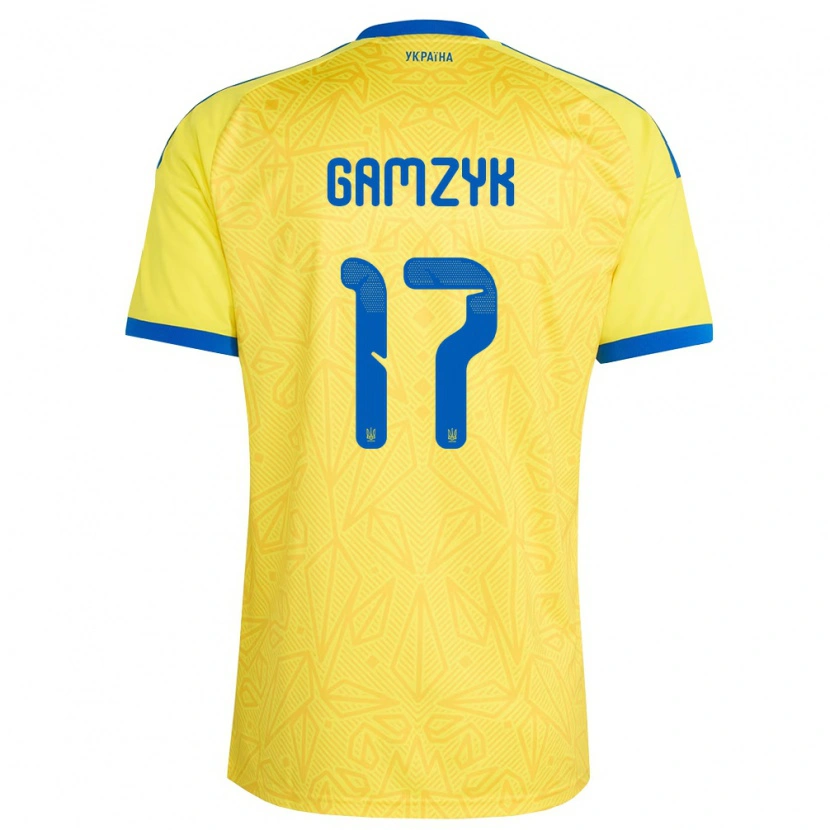 Danxen Kid Ukraine Andriy Gamzyk #17 Yellow Blue Home Jersey 26-28 T-Shirt