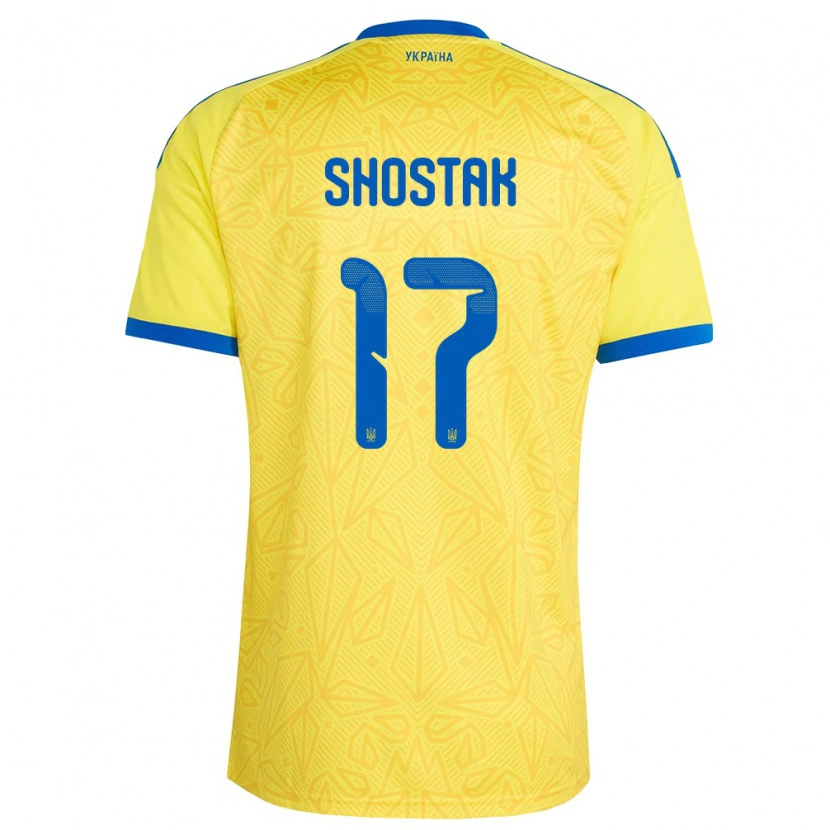 Danxen Kid Ukraine Denys Shostak #17 Yellow Blue Home Jersey 26-28 T-Shirt