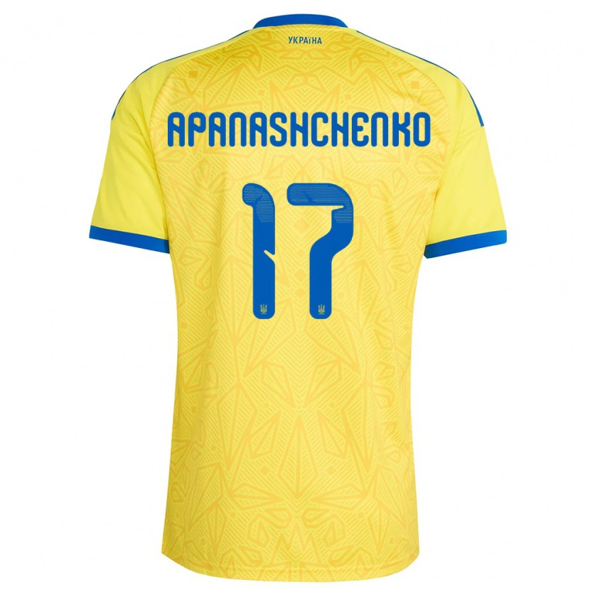 Danxen Kid Ukraine Daryna Apanashchenko #17 Yellow Blue Home Jersey 26-28 T-Shirt