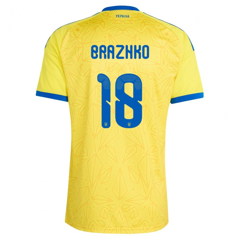 Danxen Kid Ukraine Volodymyr Brazhko #18 Yellow Blue Home Jersey 26-28 T-Shirt