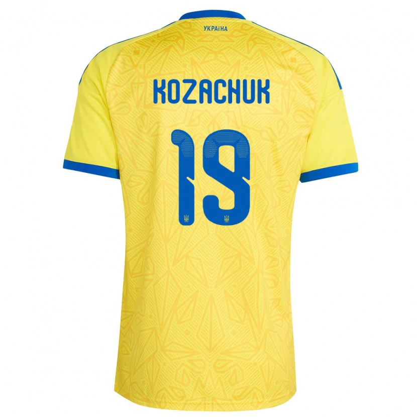 Danxen Kid Ukraine Yevgen Kozachuk #19 Yellow Blue Home Jersey 26-28 T-Shirt