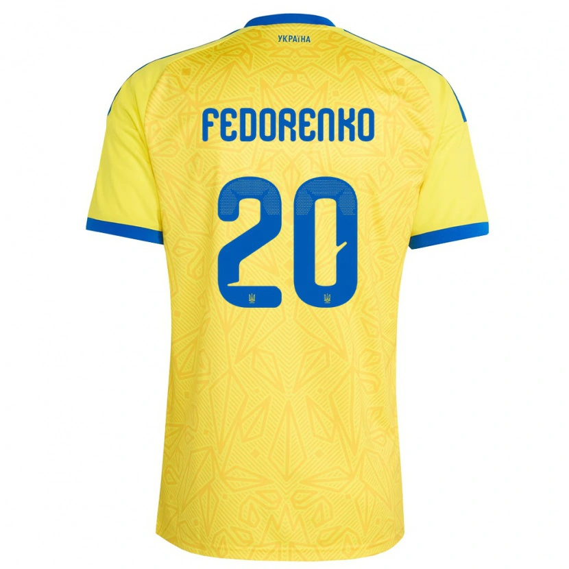 Danxen Kid Ukraine Arseniy Fedorenko #20 Yellow Blue Home Jersey 26-28 T-Shirt