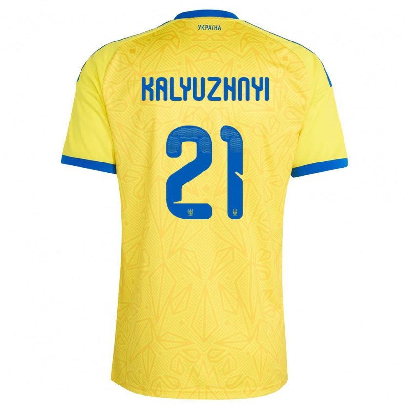 Danxen Kid Ukraine Ivan Kalyuzhnyi #21 Yellow Blue Home Jersey 26-28 T-Shirt
