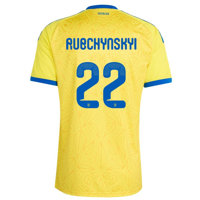 Danxen Kid Ukraine Valentyn Rubchynskyi #22 Yellow Blue Home Jersey 26-28 T-Shirt