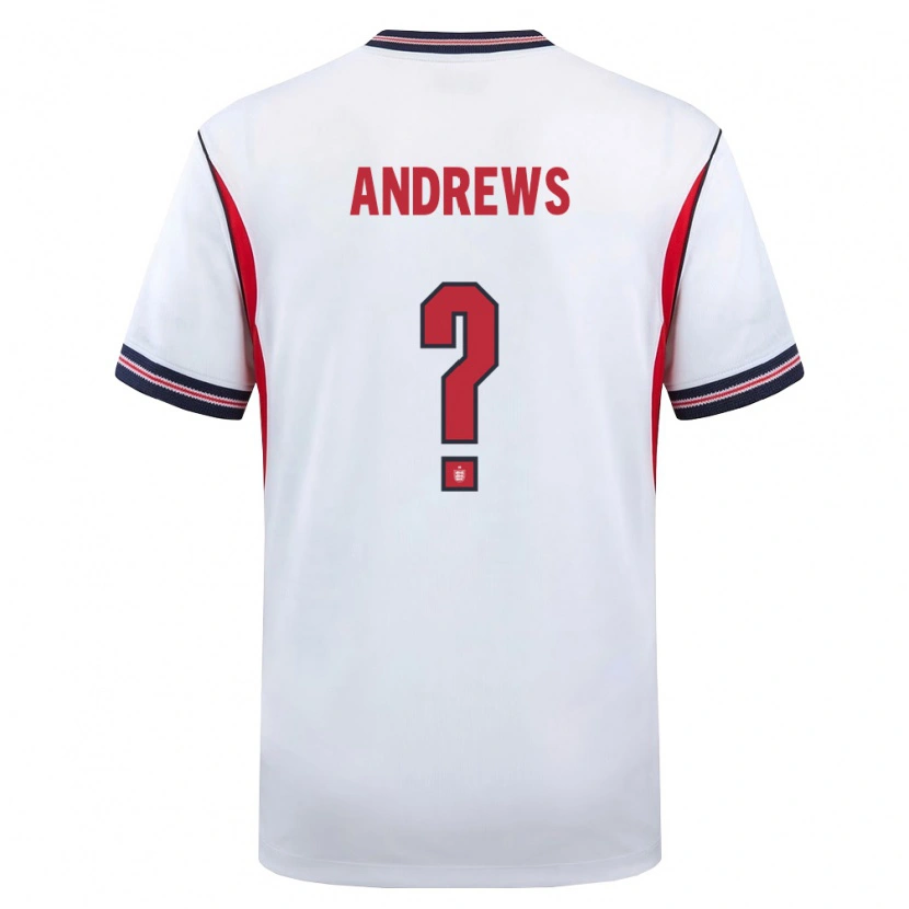 Danxen Kid England Ryan Andrews #0 White Navy Red Home Jersey 26-28 T-Shirt