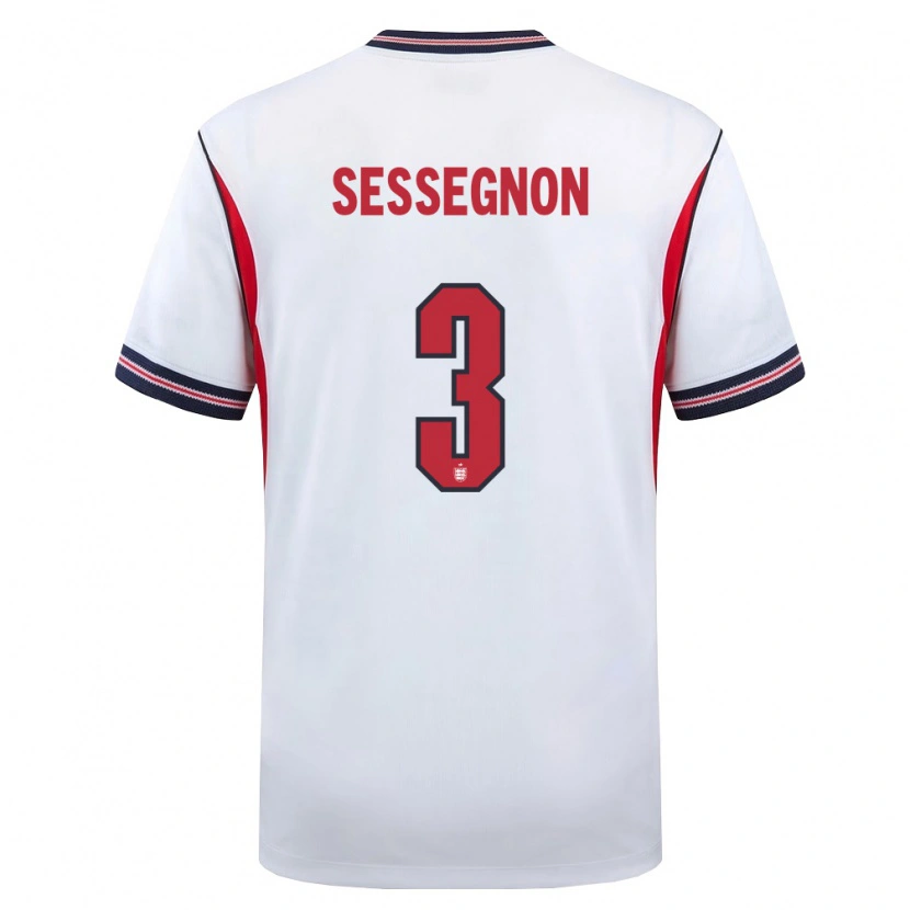 Danxen Kid England Ryan Sessegnon #3 White Navy Red Home Jersey 26-28 T-Shirt