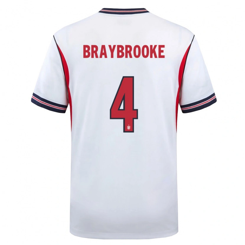 Danxen Kid England Samuel Braybrooke #4 White Navy Red Home Jersey 26-28 T-Shirt