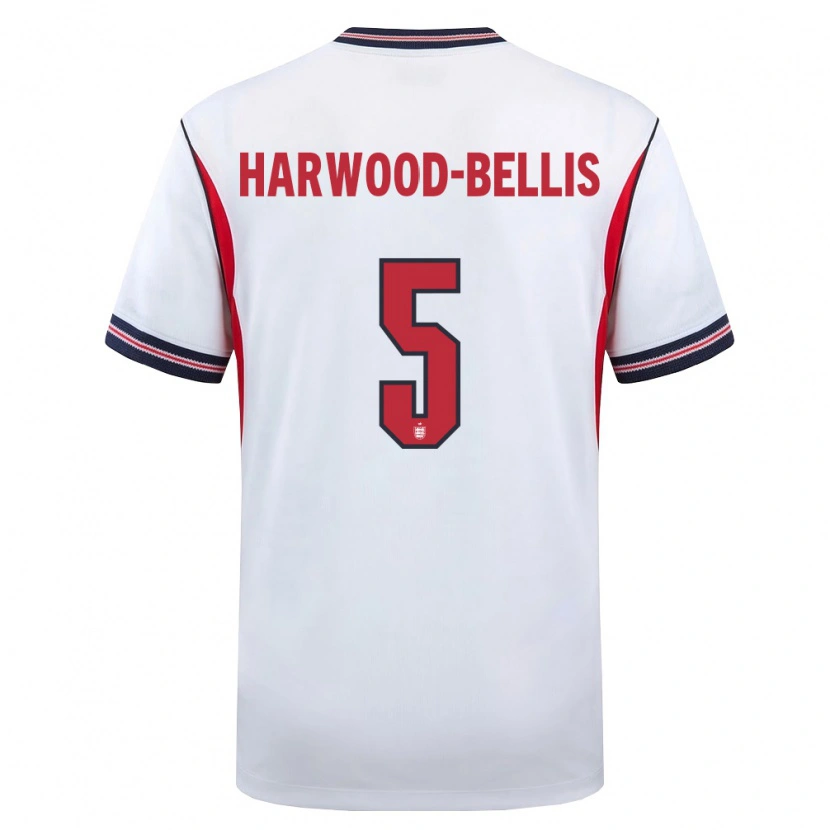 Danxen Kid England Taylor Harwood Bellis #5 White Navy Red Home Jersey 26-28 T-Shirt