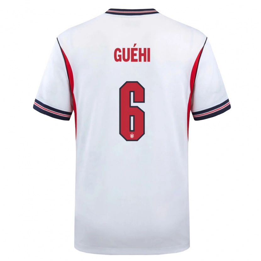 Danxen Kid England Marc Guéhi #6 White Navy Red Home Jersey 26-28 T-Shirt