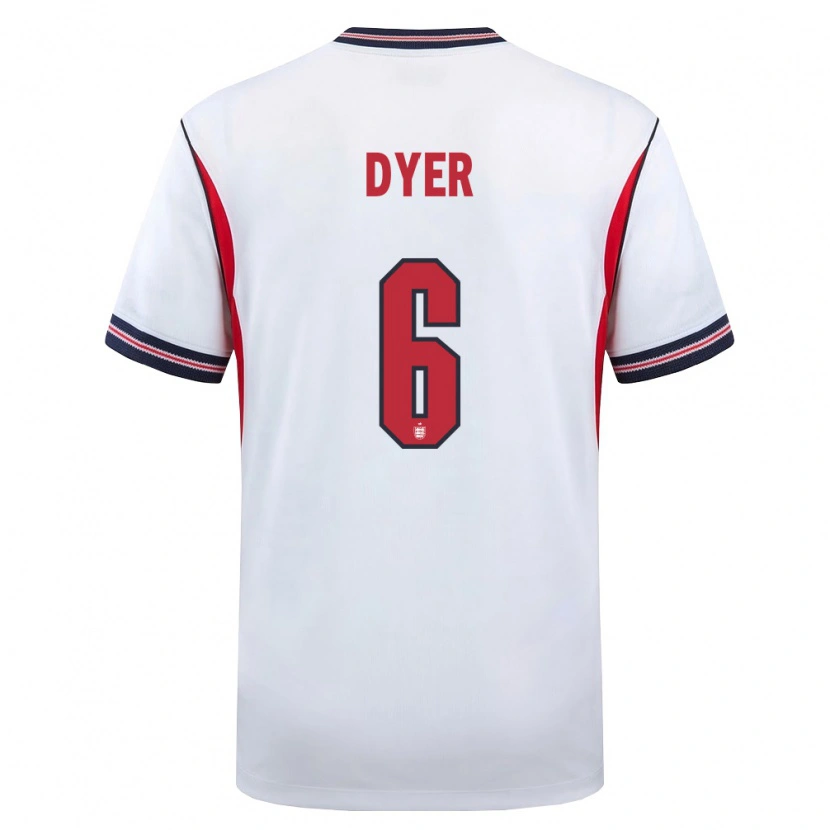 Danxen Kid England Kiano Dyer #6 White Navy Red Home Jersey 26-28 T-Shirt