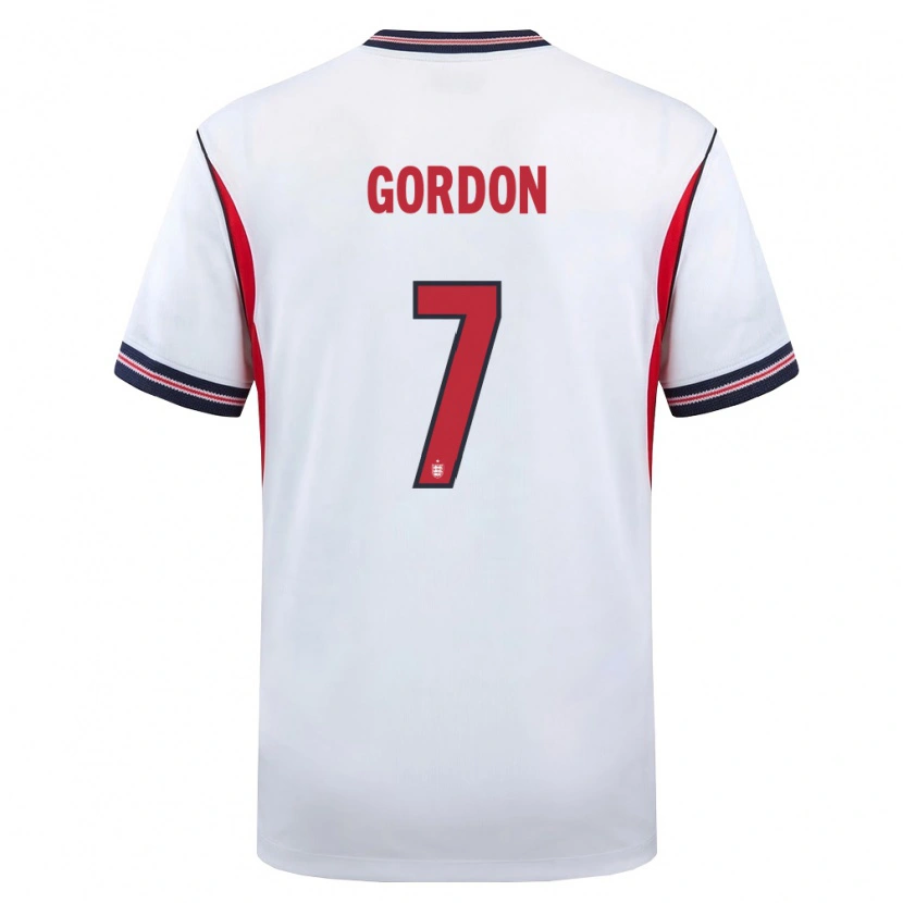 Danxen Kid England Kaide Gordon #7 White Navy Red Home Jersey 26-28 T-Shirt