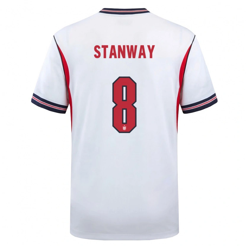 Danxen Kid England Georgia Stanway #8 White Navy Red Home Jersey 26-28 T-Shirt