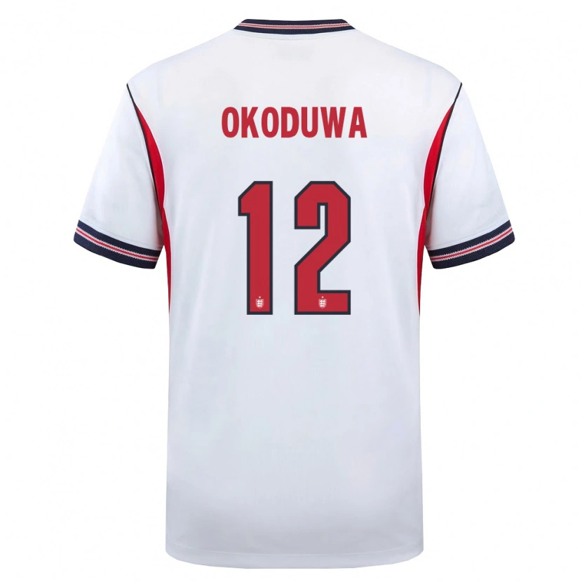 Danxen Kid England Wesley Okoduwa #12 White Navy Red Home Jersey 26-28 T-Shirt
