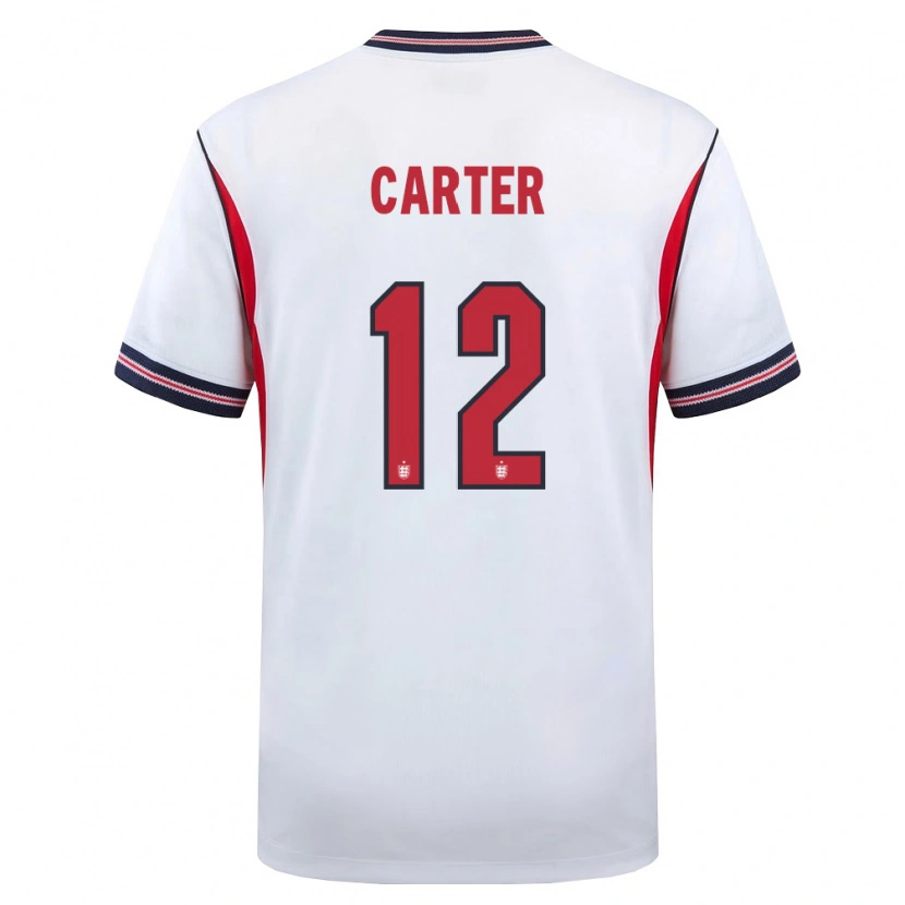 Danxen Kid England Jess Carter #12 White Navy Red Home Jersey 26-28 T-Shirt