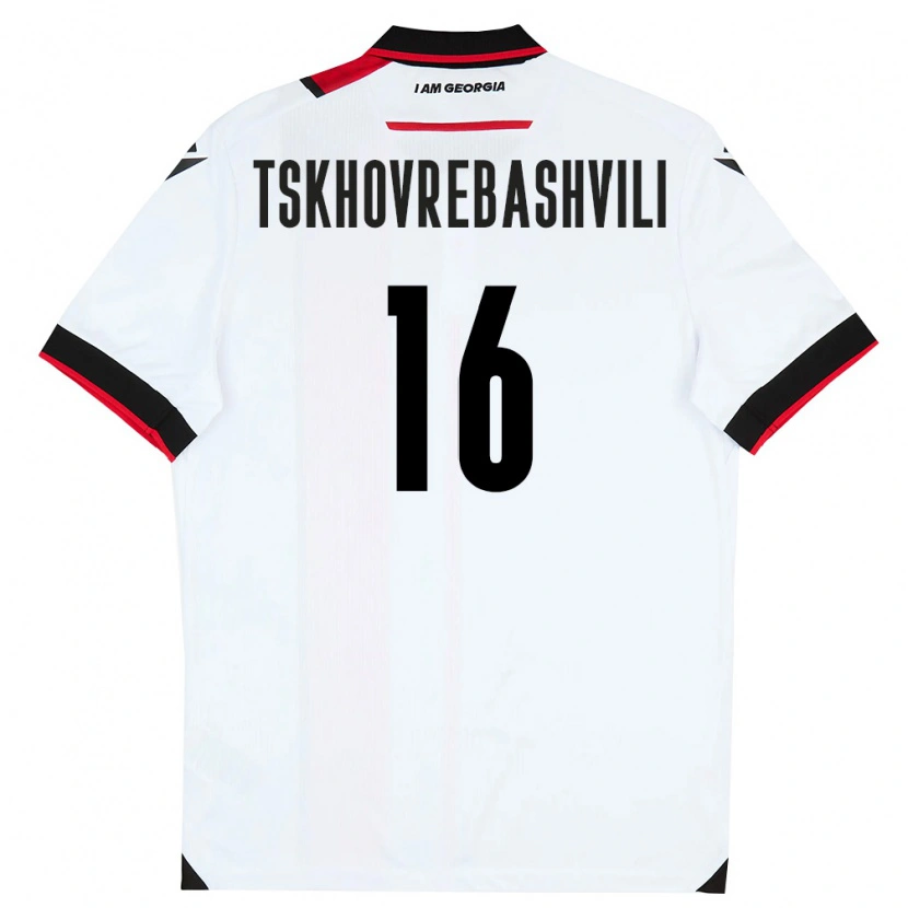 Danxen Kid Georgia Nikoloz Tskhovrebashvili #16 White Black Red Home Jersey 26-28 T-Shirt