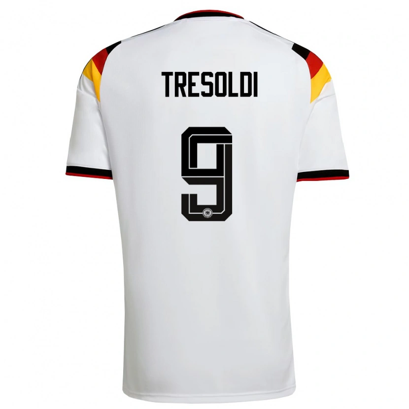 Danxen Kid Germany Nicolò Tresoldi #9 White Black Red Home Jersey 26-28 T-Shirt