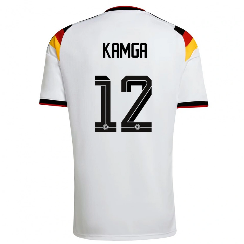 Danxen Kid Germany Enis Kamga #12 White Black Red Home Jersey 26-28 T-Shirt