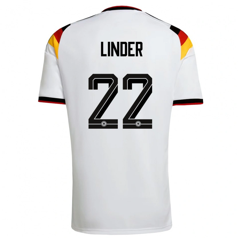 Danxen Kid Germany Sarai Linder #22 White Black Red Home Jersey 26-28 T-Shirt