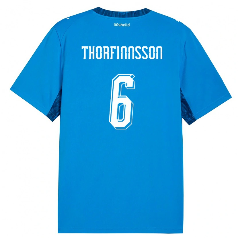 Danxen Kid Iceland Mikael Máni Thorfinnsson #6 Blue Navy Home Jersey 26-28 T-Shirt