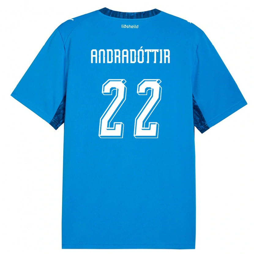 Danxen Kid Iceland Amanda Andradóttir #22 Blue Navy Home Jersey 26-28 T-Shirt