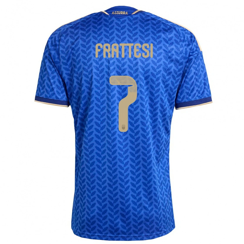 Danxen Kid Italy Davide Frattesi #7 Blue Navy Gold Home Jersey 26-28 T-Shirt