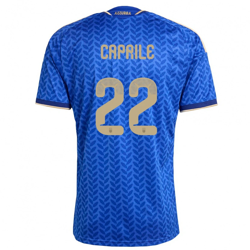 Danxen Kid Italy Elia Caprile #22 Blue Navy Gold Home Jersey 26-28 T-Shirt