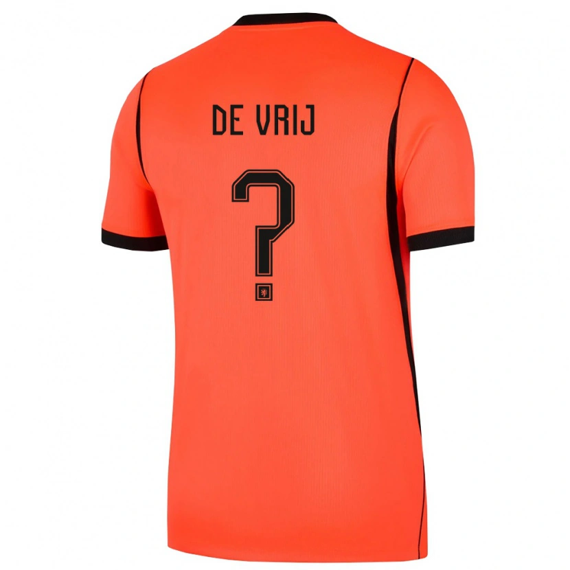 Danxen Kid Netherlands Stefan De Vrij #0 Orange Black Home Jersey 26-28 T-Shirt