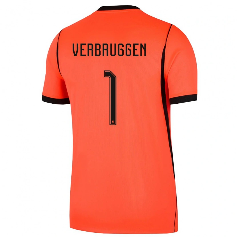 Danxen Kid Netherlands Bart Verbruggen #1 Orange Black Home Jersey 26-28 T-Shirt