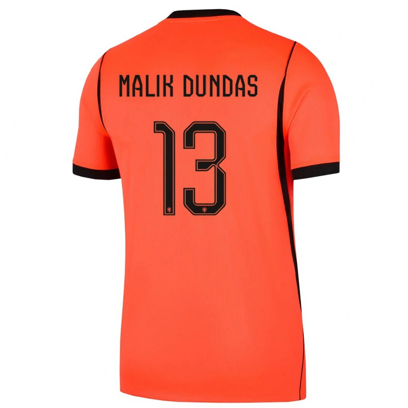 Danxen Kid Netherlands Noa Malik Dundas #13 Orange Black Home Jersey 26-28 T-Shirt