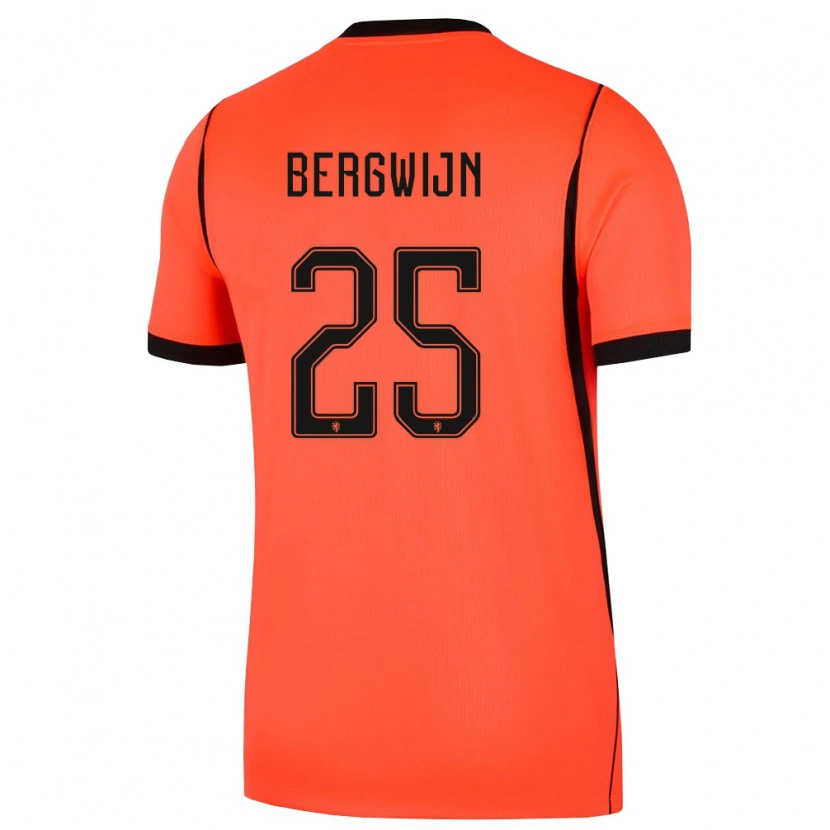 Danxen Kid Netherlands Steven Bergwijn #25 Orange Black Home Jersey 26-28 T-Shirt