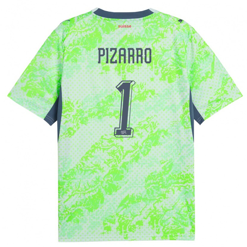 Danxen Kid Switzerland Théodore Pizarro #1 Green Navy Away Jersey 26-28 T-Shirt