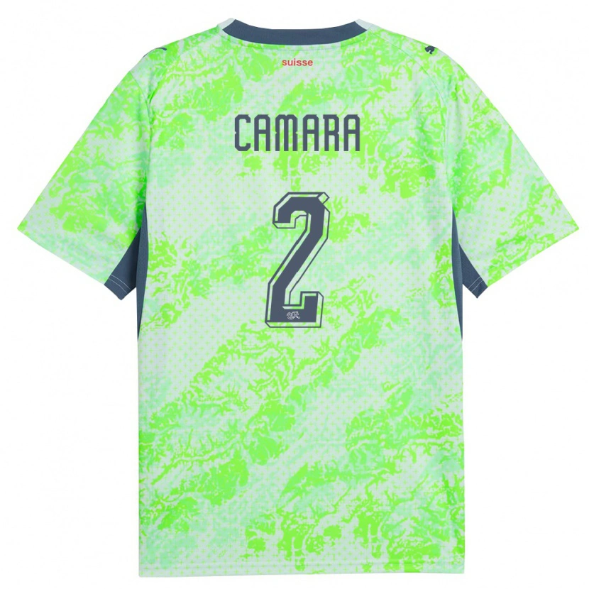 Danxen Kid Switzerland Sambou Camara #2 Green Navy Away Jersey 26-28 T-Shirt