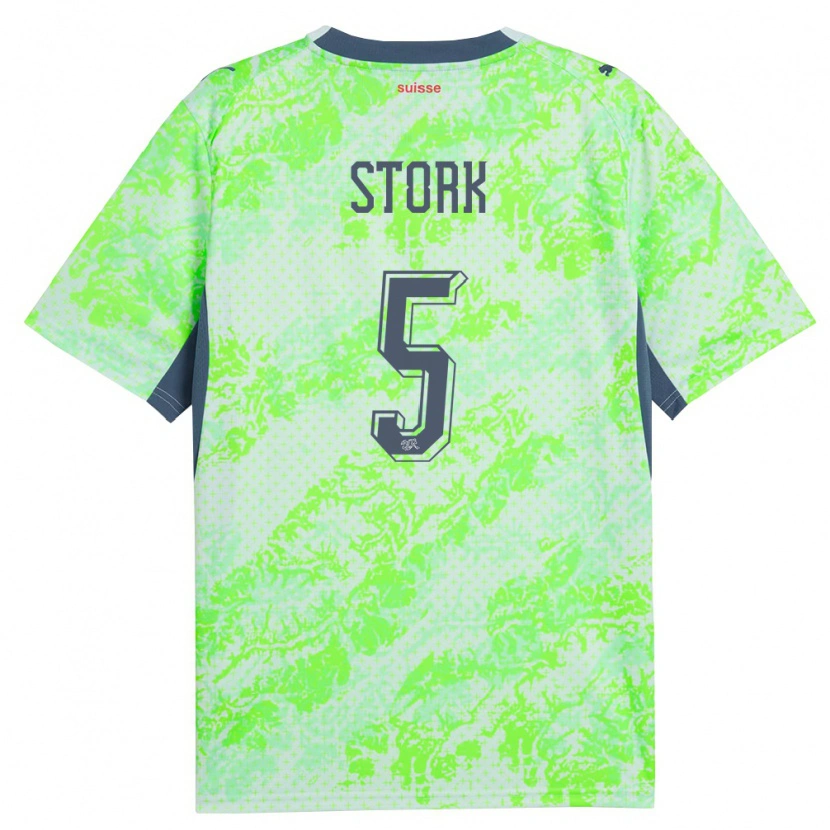 Danxen Kid Switzerland Gian Stork #5 Green Navy Away Jersey 26-28 T-Shirt