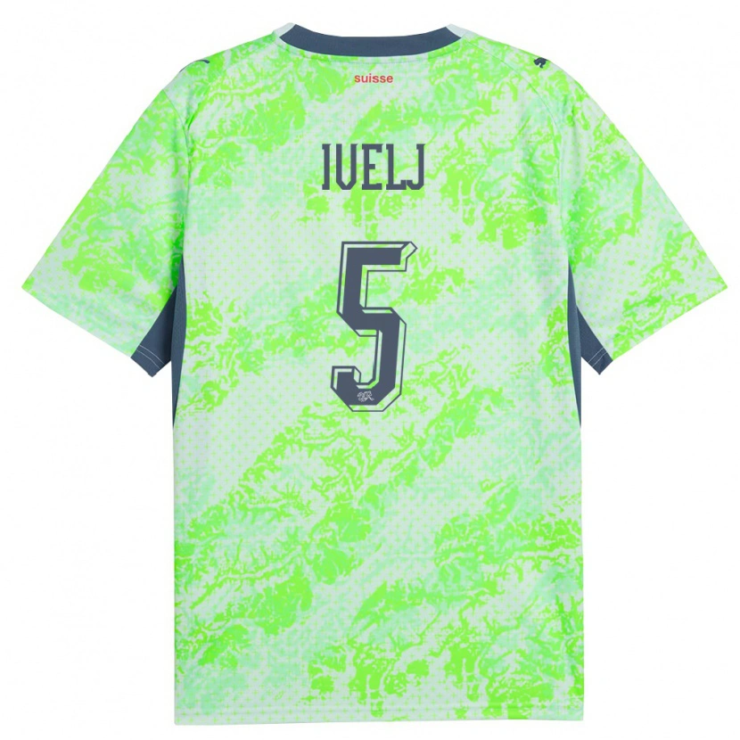 Danxen Kid Switzerland Ivan Ivelj #5 Green Navy Away Jersey 26-28 T-Shirt