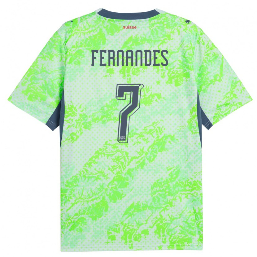 Danxen Kid Switzerland Ruben Fernandes #7 Green Navy Away Jersey 26-28 T-Shirt