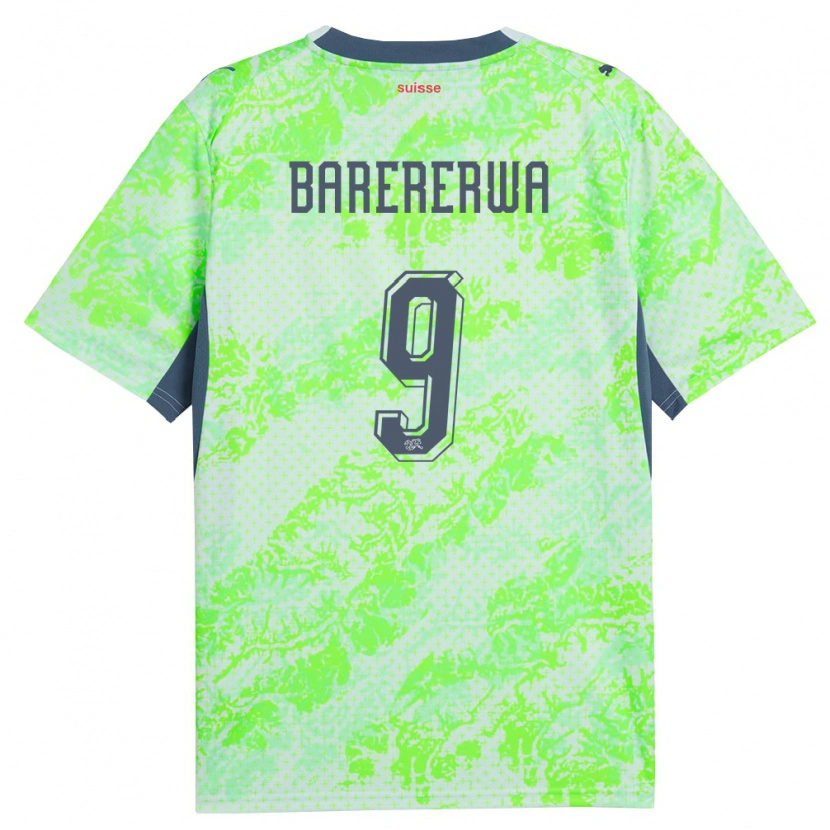 Danxen Kid Switzerland Jérémie Barererwa #9 Green Navy Away Jersey 26-28 T-Shirt