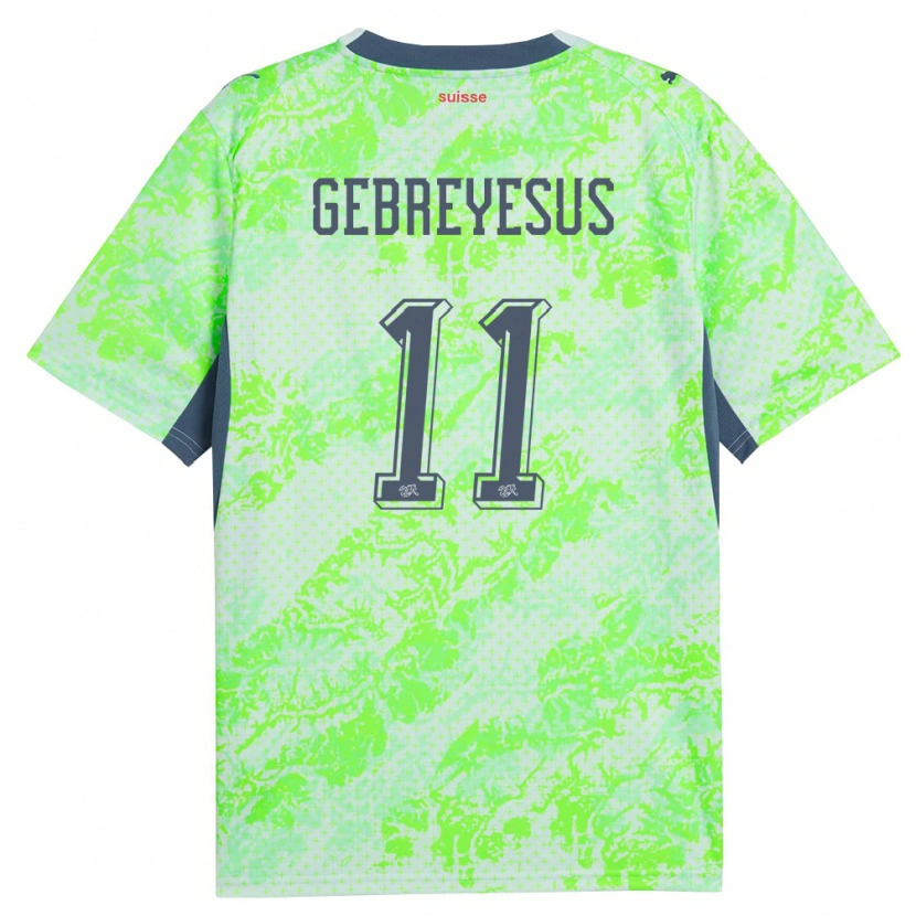 Danxen Kid Switzerland Esey Gebreyesus #11 Green Navy Away Jersey 26-28 T-Shirt