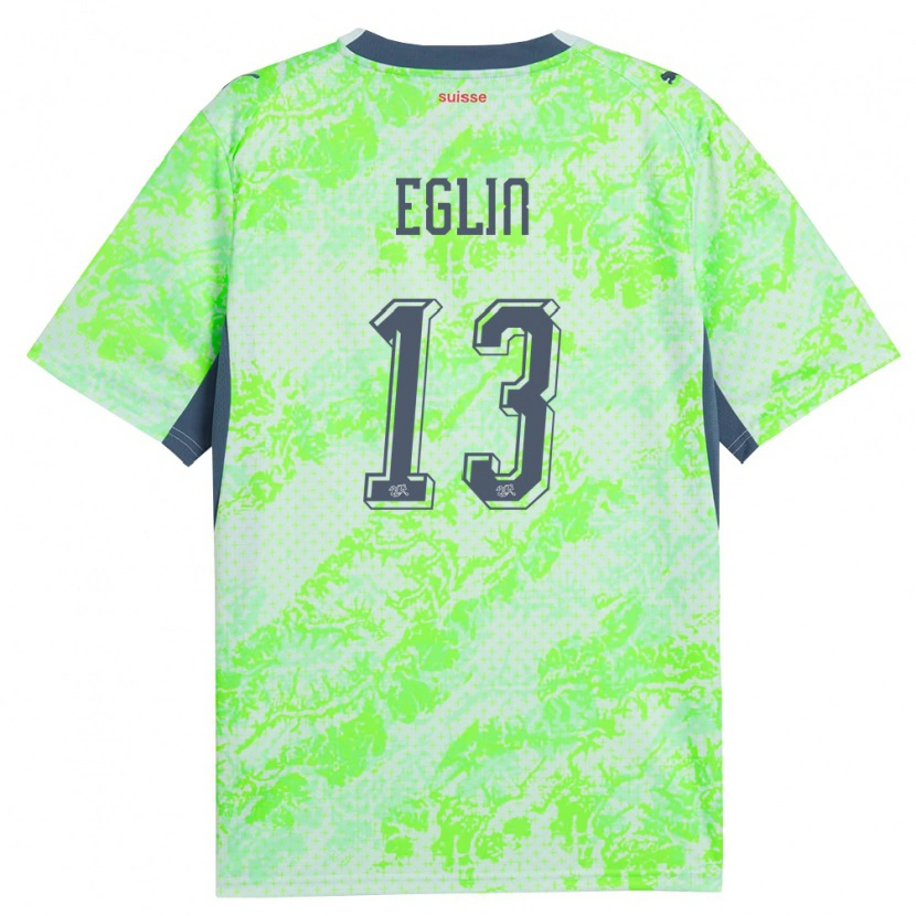 Danxen Kid Switzerland Justin Eglin #13 Green Navy Away Jersey 26-28 T-Shirt