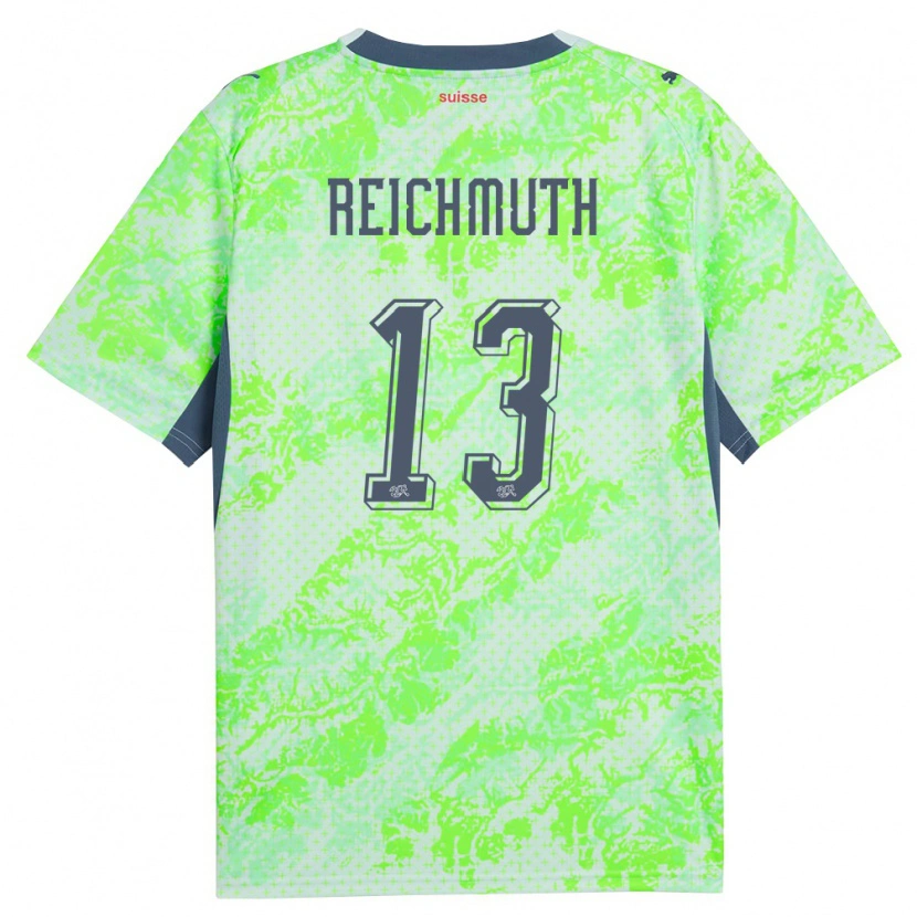 Danxen Kid Switzerland Miguel Reichmuth #13 Green Navy Away Jersey 26-28 T-Shirt
