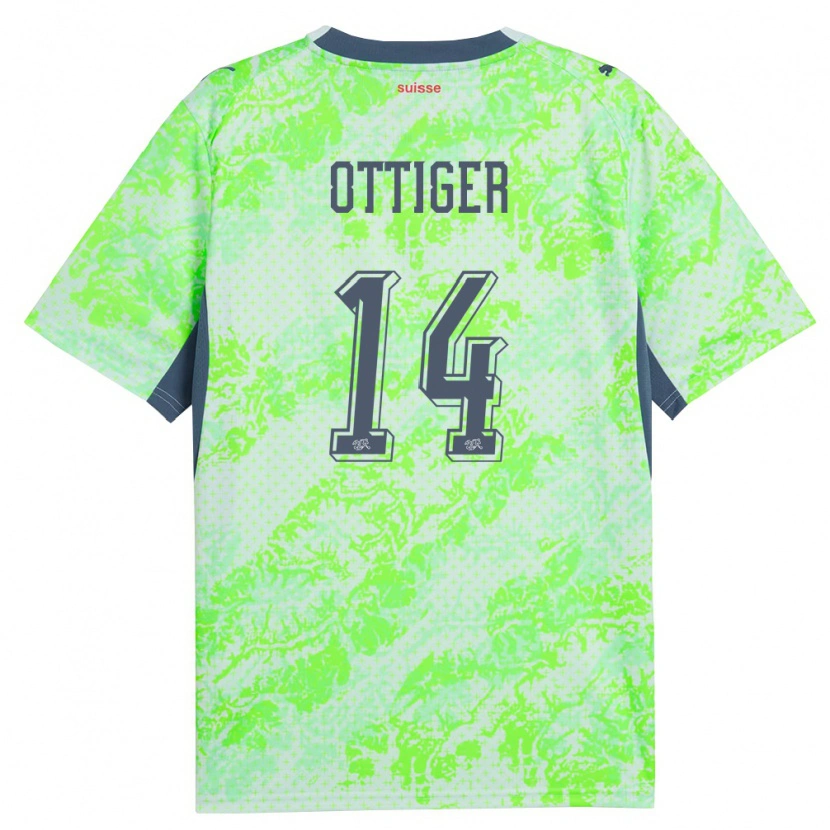 Danxen Kid Switzerland Severin Ottiger #14 Green Navy Away Jersey 26-28 T-Shirt