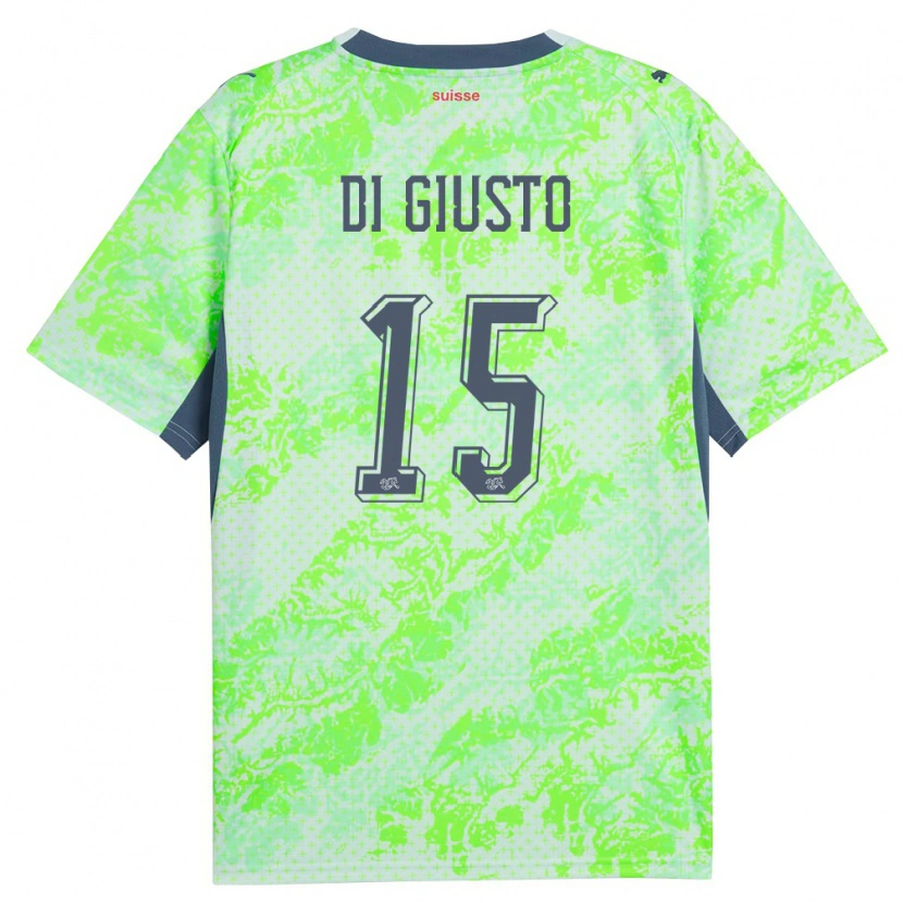 Danxen Kid Switzerland Nevio Di Giusto #15 Green Navy Away Jersey 26-28 T-Shirt