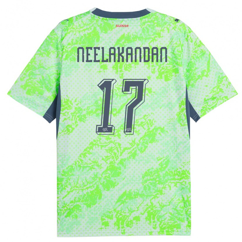 Danxen Kid Switzerland Ranjan Neelakandan #17 Green Navy Away Jersey 26-28 T-Shirt