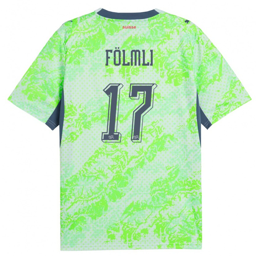 Danxen Kid Switzerland Svenja Folmli #17 Green Navy Away Jersey 26-28 T-Shirt