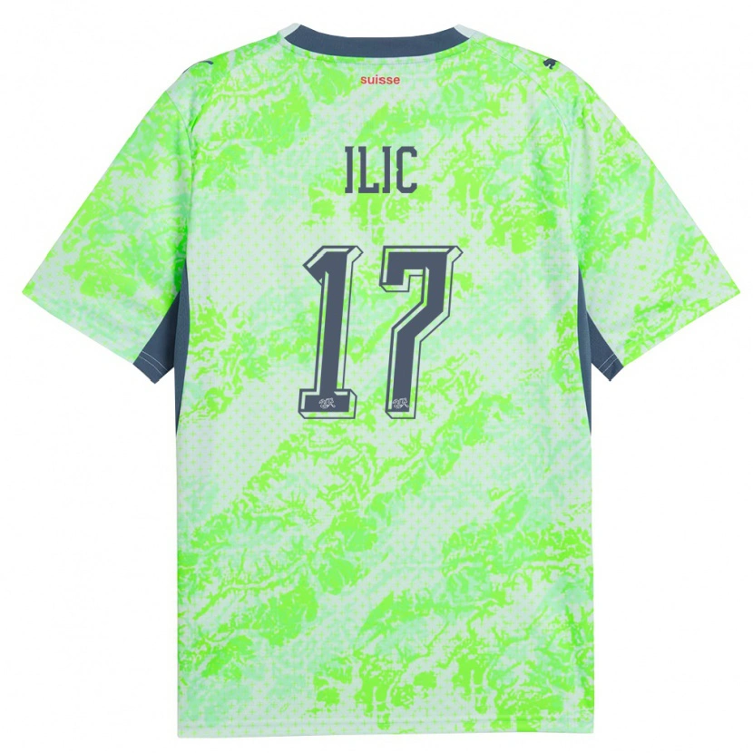 Danxen Kid Switzerland Adam Ilic #17 Green Navy Away Jersey 26-28 T-Shirt