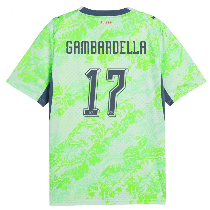 Danxen Kid Switzerland Matteo Gambardella #17 Green Navy Away Jersey 26-28 T-Shirt
