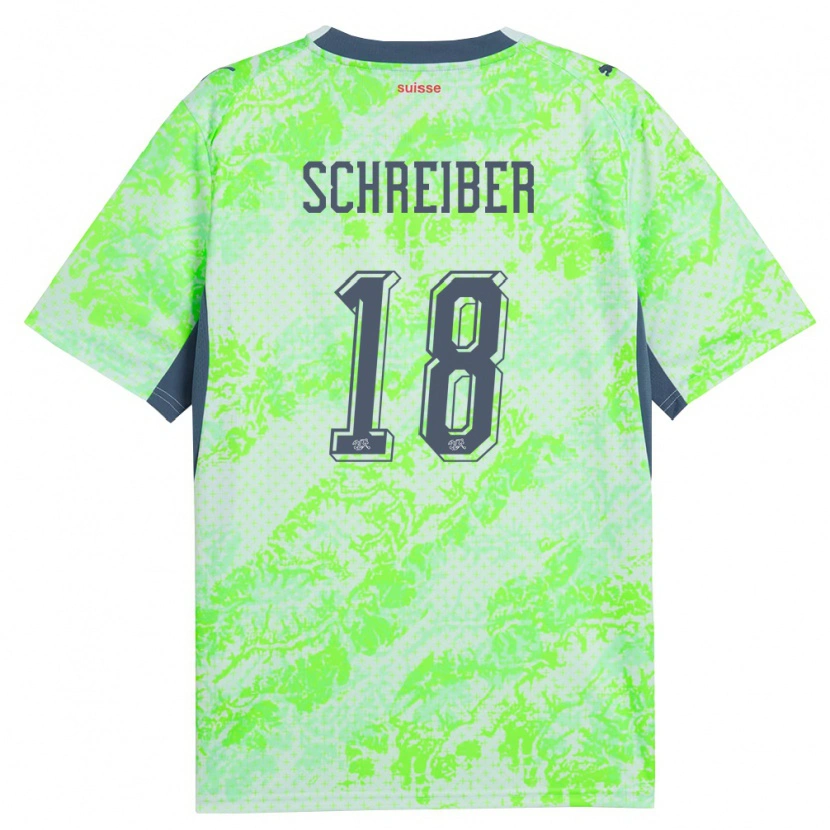 Danxen Kid Switzerland Loris Schreiber #18 Green Navy Away Jersey 26-28 T-Shirt