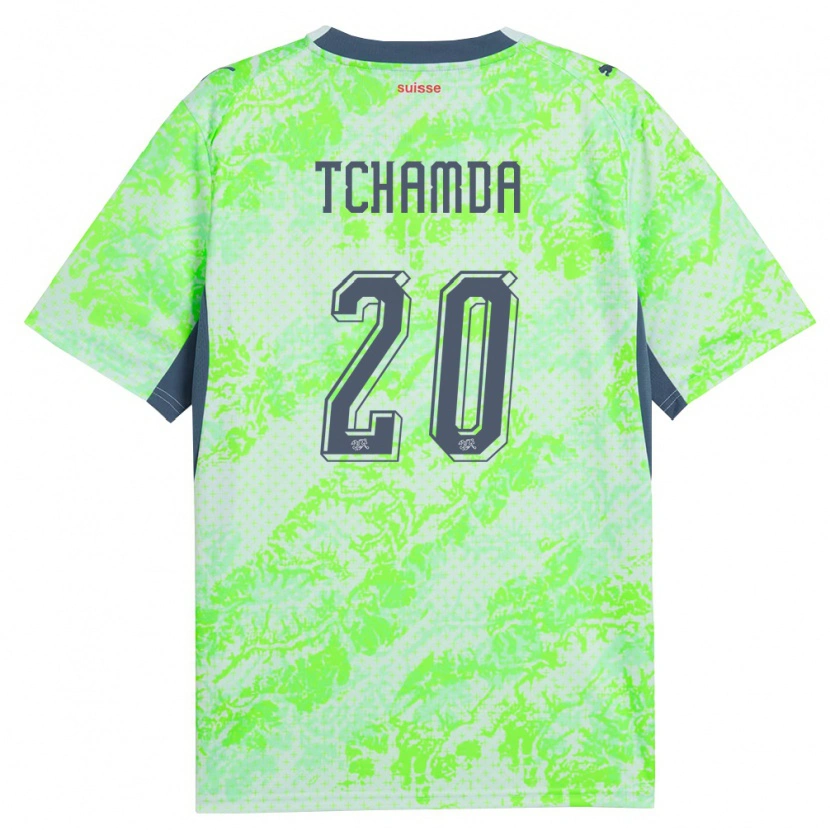 Danxen Kid Switzerland Aaron Tchamda #20 Green Navy Away Jersey 26-28 T-Shirt