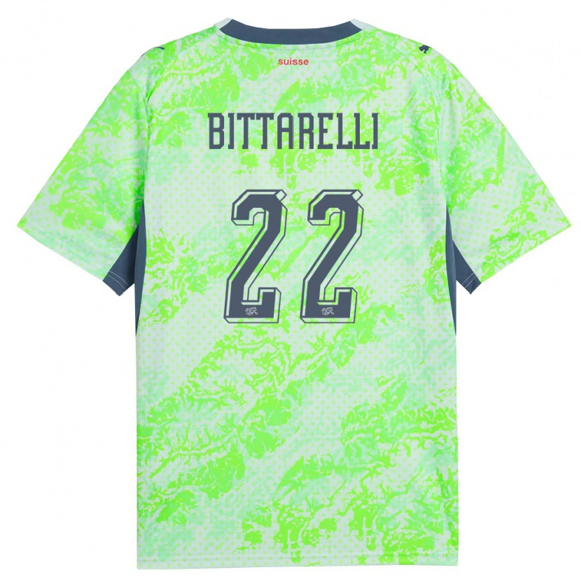 Danxen Kid Switzerland Lorenzo Bittarelli #22 Green Navy Away Jersey 26-28 T-Shirt